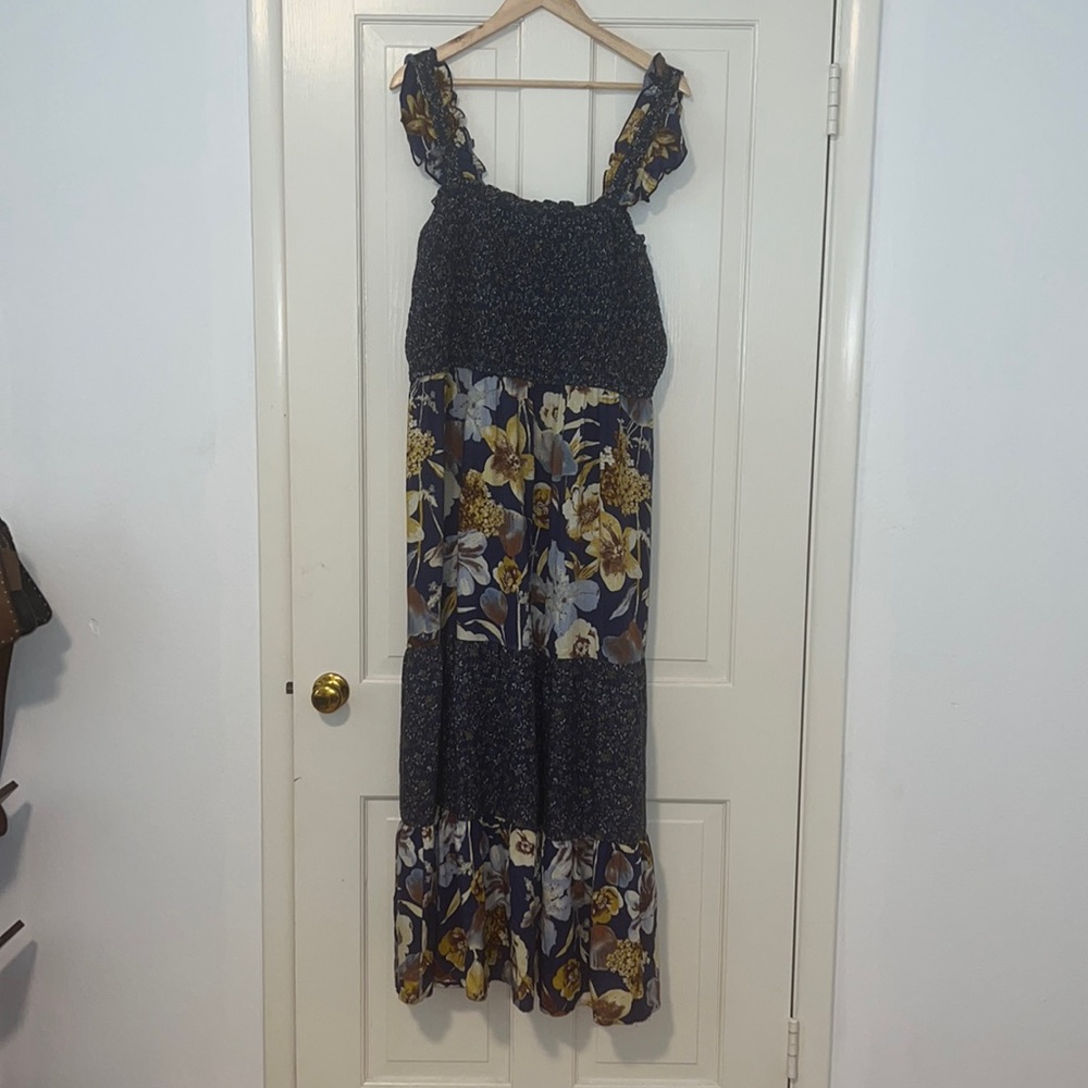 Block patterned maxi dress